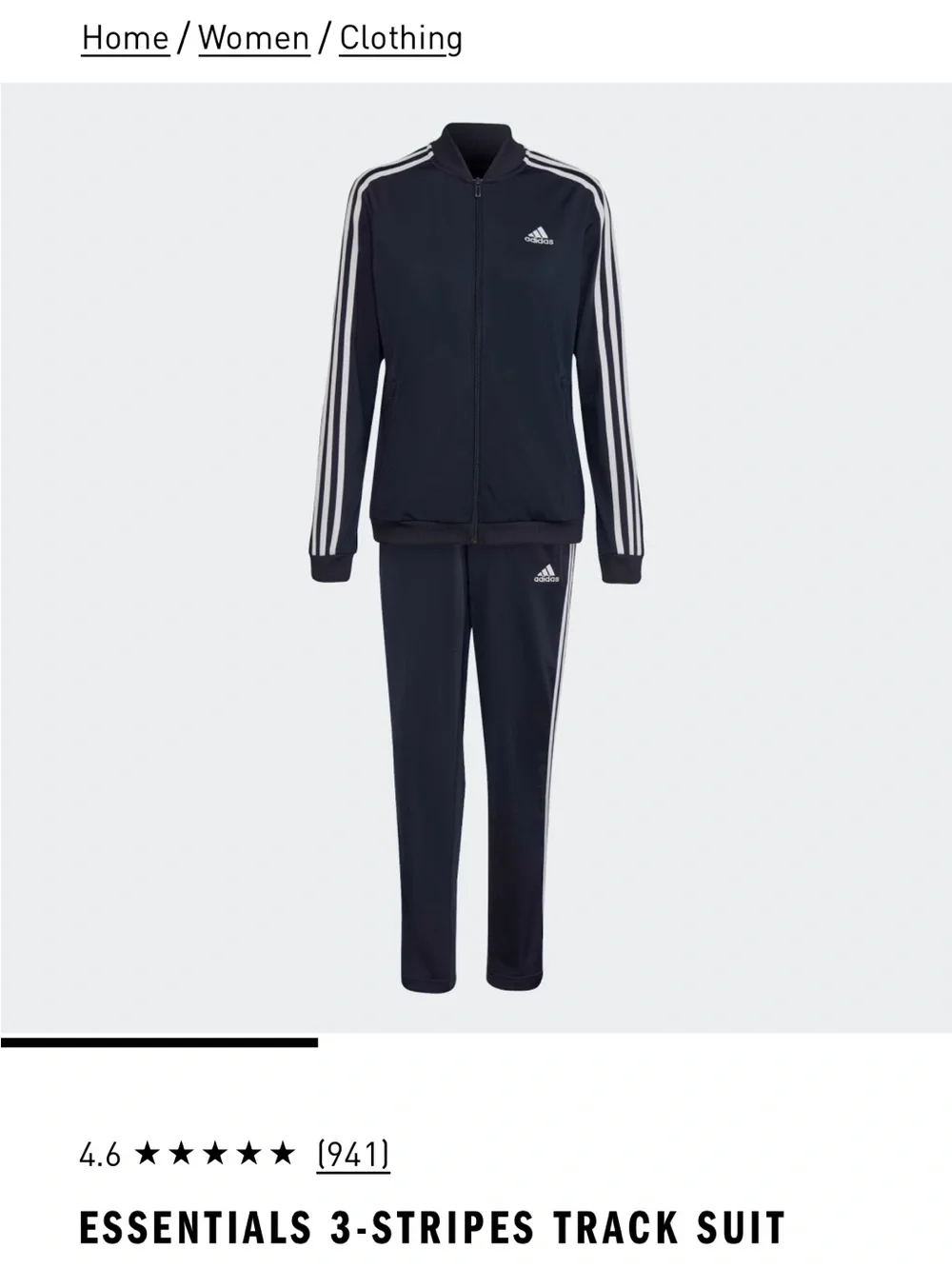 Adidas Essentials 3-Stripes Track Jacket - Navy & White